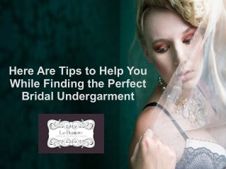 Here Are Tips to Help You While Finding the Perfect Bridal Undergarment