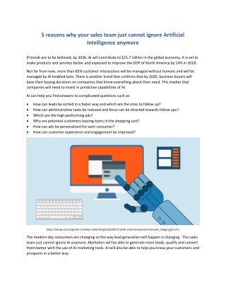 5 reasons why your sales team just cannot ignore Artificial Intelligence anymore