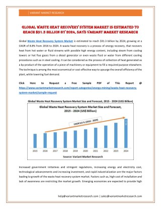 Global Waste Heat Recovery System Market is Estimated to Reach $91.3 billion by 2024, Says Variant Market Research