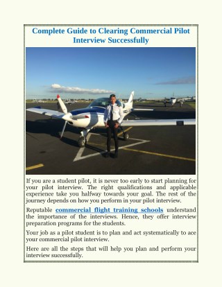 Complete Guide to Clearing Commercial Pilot Interview Successfully