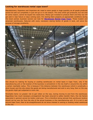 Looking for Warehouse Rental Cape Town?