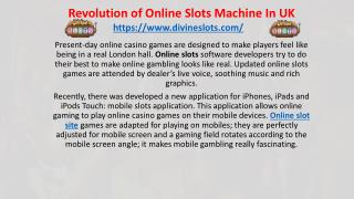 Revolution of Online Slots Machine In UK