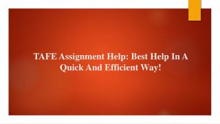 Tafe Assignment Help