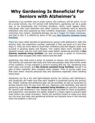 Why Gardening Is Beneficial For Seniors with Alzheimerâ€™s