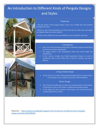 An Introduction to Different Kinds of Pergola Designs and Styles