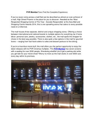 PVR Mumbai Fans Find the Complete Experience