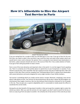 Airport Taxi in Paris