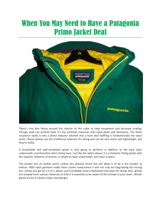 Patagonia Primo Jacket SaleÂ 