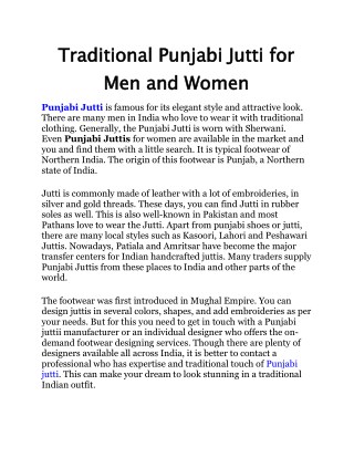 Traditional Punjabi Jutti for Men and Women