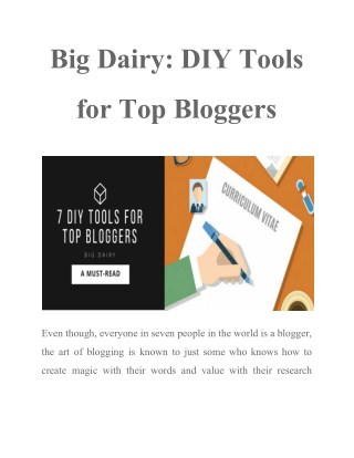 Big Dairy: DIY Tools for Top Bloggers