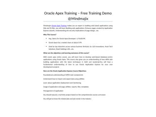 Oracle Apex Training - Online Certification Course