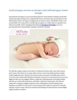 Avail surrogacy services at cheaper rates with Surrogacy Center Georgia