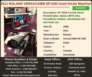 Buy Used 2011 Roland VersaCAMM SP-540I Inkjet Printing Presses Machine