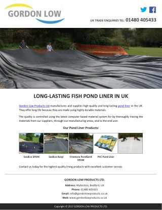 LONG-LASTING FISH POND LINER IN UK