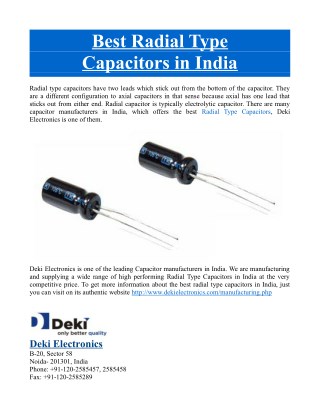 Best Radial Type Capacitors in India