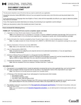 Document Checklist for a Study Permit