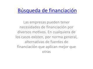 BÃºsqueda de financiaciÃ³n