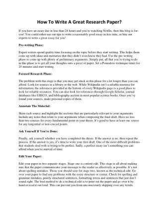 How To Write A Great Research Paper?