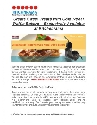 Gold Medal Waffle Baker- Exclusively Available at Kitchenrama