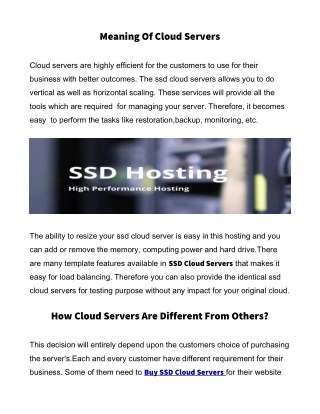 SSd Cloud Server