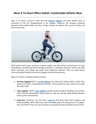 Wear It To Heart Offers Stylish, Comfortable Athletic Wear