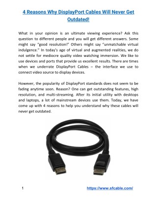 4 Reasons Why DisplayPort Cables Will Never Get Outdated!