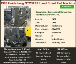 Buy Used 1983 GTO52ZP Heidelberg Printing Presses Machine