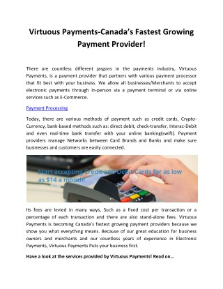 Virtuous Payments-Canadaâ€™s Fastest Growing Payment Provider