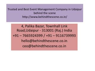 Trusted and Best Event Management Company in Udaipur behind the scene