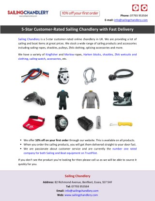 5-Star Customer-Rated Sailing Chandlery with Fast Delivery