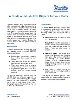 A Guide on Must-Have Diapers for your Baby