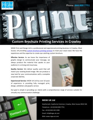 Custom Brochure Printing Services in Crawley