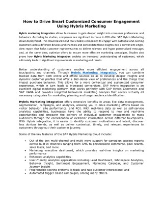How to Drive Smart Customized Consumer Engagement Using Hybris Marketing