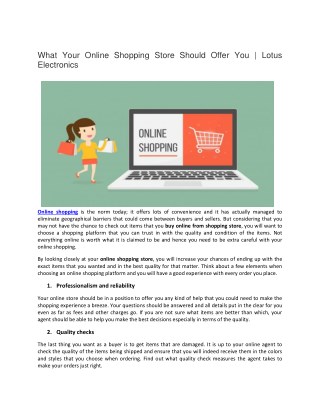 What Your Online Shopping Agent Should Offer You
