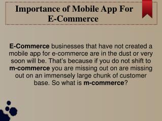 Importance Of Mobile App For E-Commerce