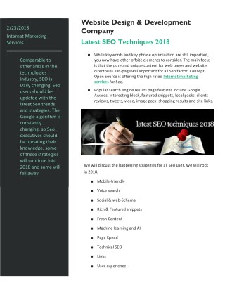 Latest SEO Techniques 2018