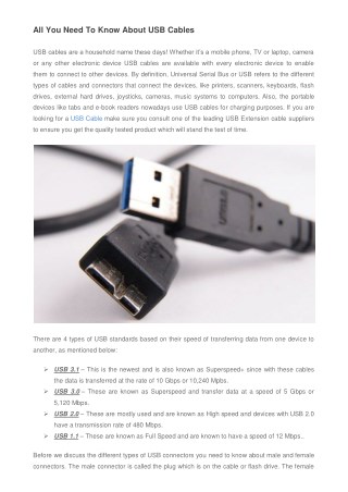 All You Need To Know About USB Cables