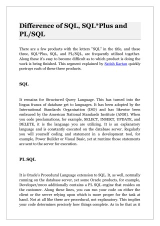 Difference of SQL, SQL*Plus and PL/SQL