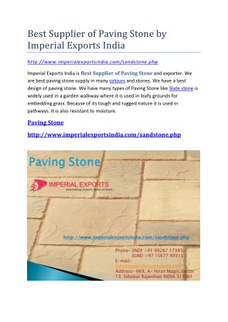 Best Supplier of Paving Stone by Imperial Exports India