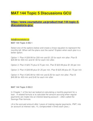 MAT 144 Topic 5 Discussions GCU