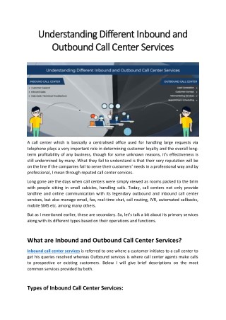 Understanding Different Inbound and Outbound Call Center Services