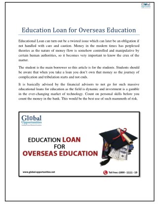 Education Loan for Overseas Education