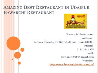 Amazing Best Restaurant in Udaipur Bawarchi Restaurant