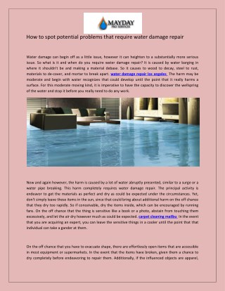 How to spot potential problems that require water damage repair