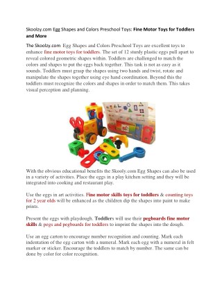 Skoolzy.com Egg Shapes and Colors Preschool Toys: Fine Motor Toys for Toddlers and More