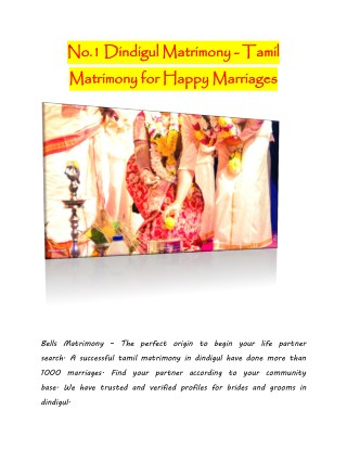 No.1 Matrimonial Site in Dindigul Brides and Grooms