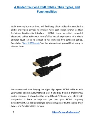 A Guided Tour on HDMI Cables, Their Types, and Functionalities