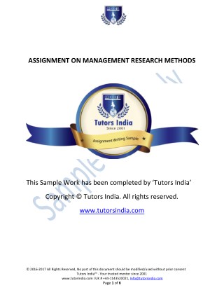 Management research methods Essays Sample - Tutors India