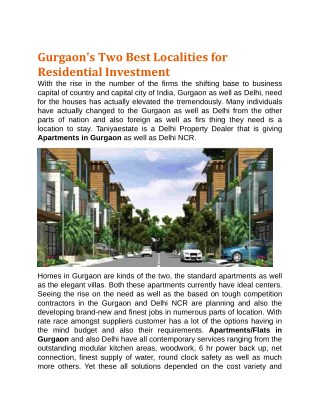 2 BHK Luxury Apartments/Flats in Sohna Road Gurgaon