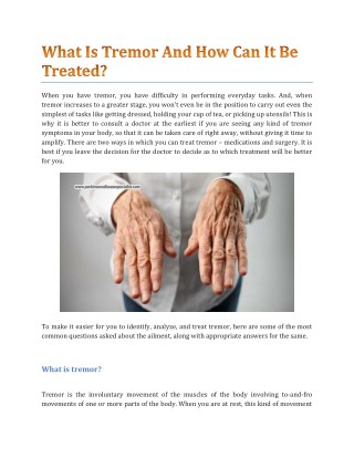 What Is Tremor And How Can It Be Treated? - Parkinson's Disease Specialist